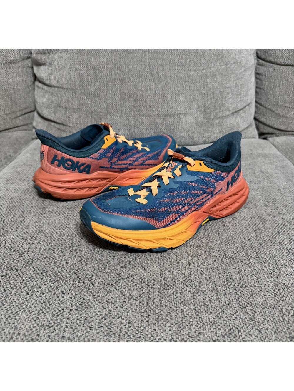 Hoka One One Speedgoat 5 Shoes Womens 8.5 Blue Orange Trail Running Sneakers